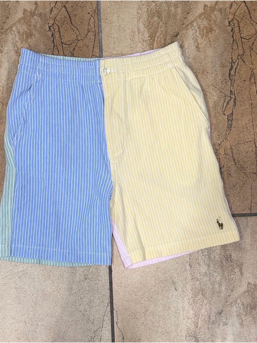 Polo by Ralph Lauren Two-Tone Seersucker Shorts in Blue & Yellow